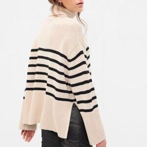 GAP Split-Hem Striped Turtleneck Sweater